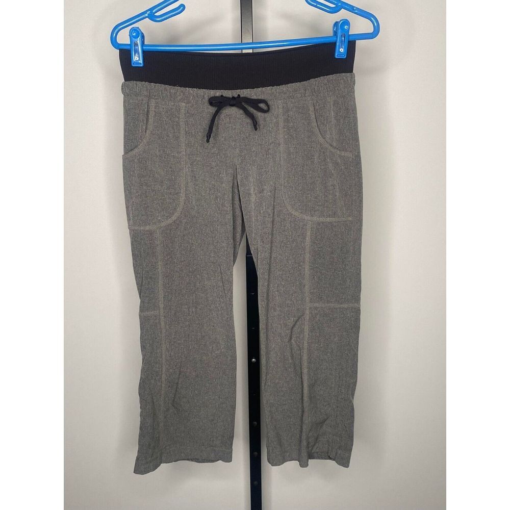Athleta pants women's size small gray/black cropped drawstring rusched legs NWOT